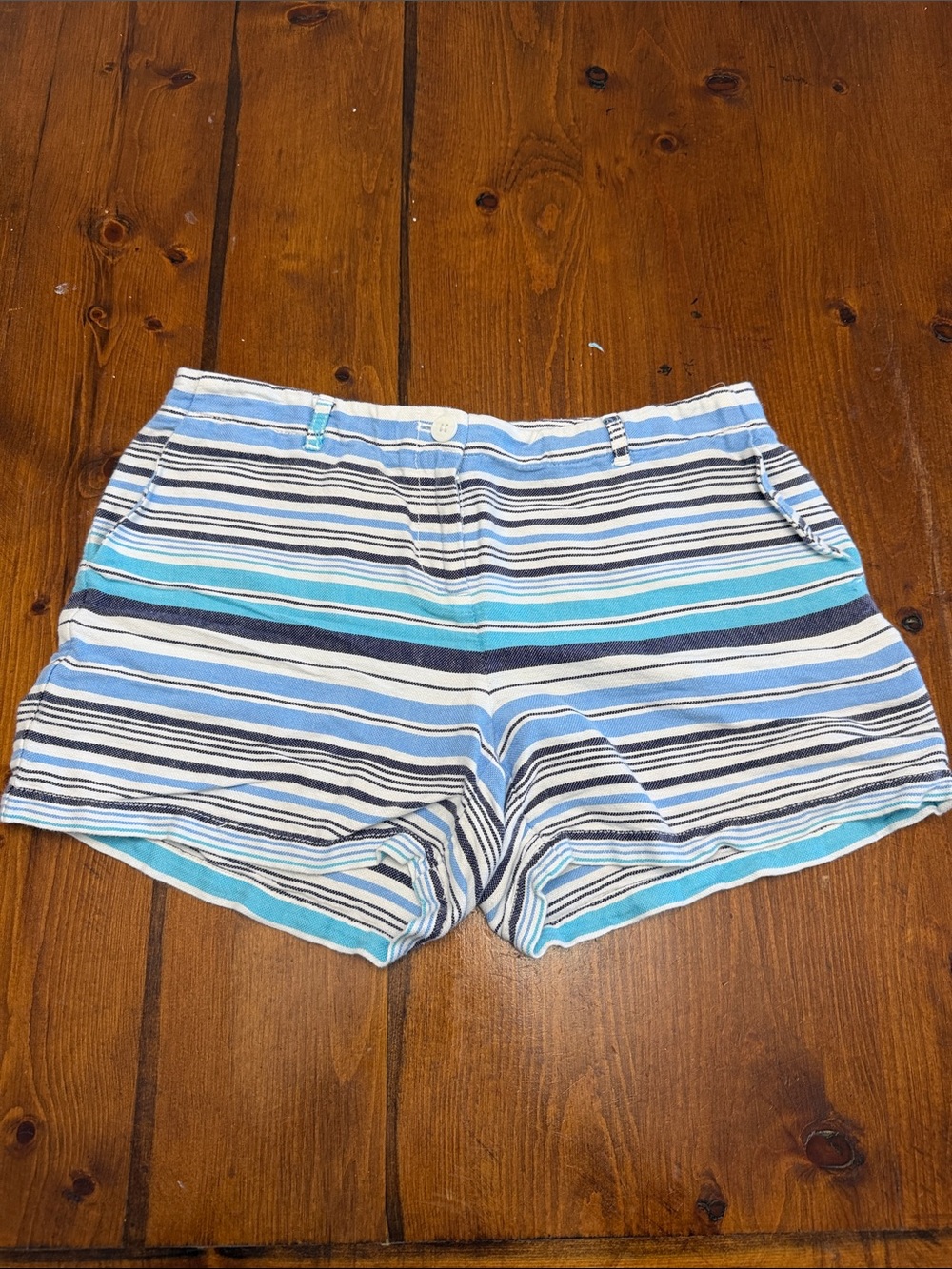 Tommy Bahama Blue, Turquoise & White Striped High-Waist Shorts